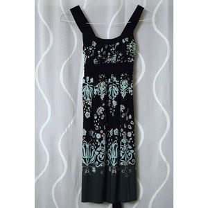 NEW LA BELLE Black & Green Floral Paisley Empire Waist Sun Dress | Size S